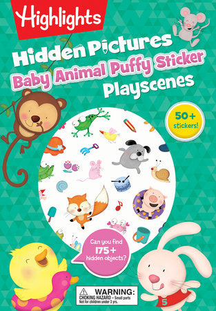 Book Baby Animal Hidden Pictures Puffy Stickers