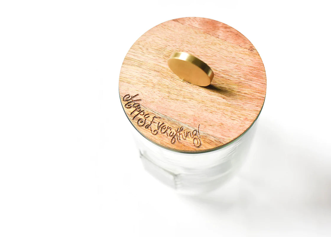 Happy Everything! Small Mini Wooden Lid Glass Jar