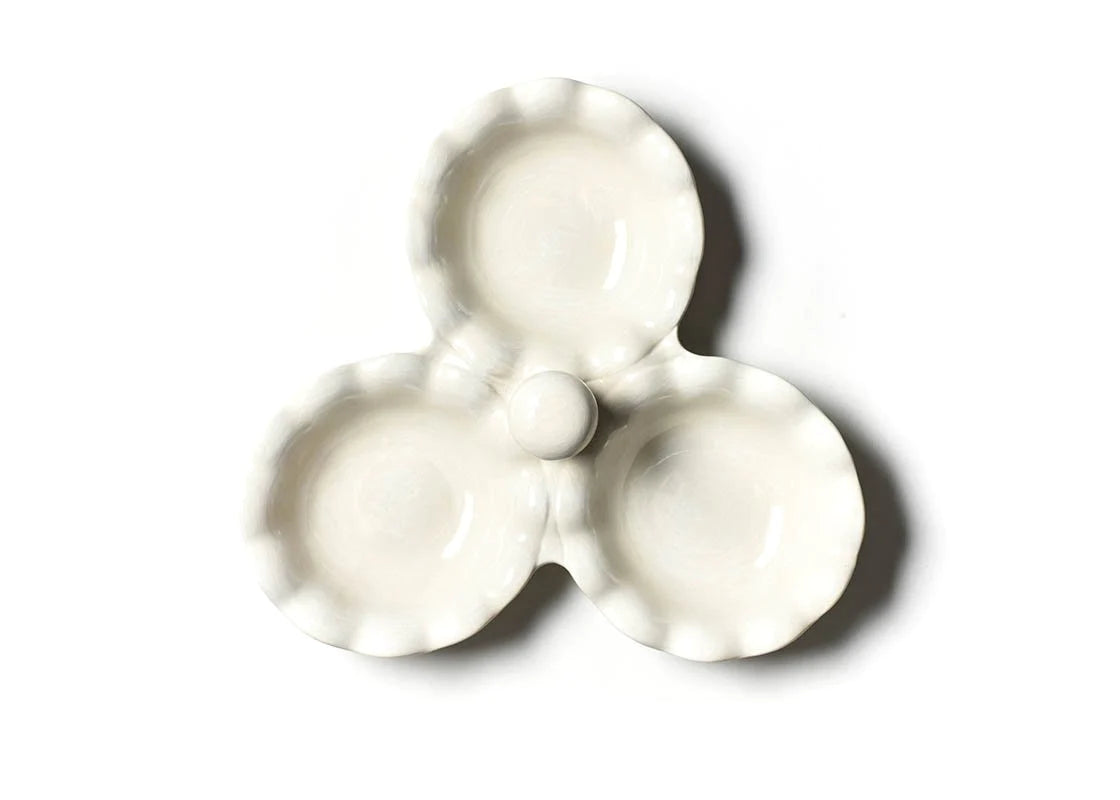 Coton Colors Signature White Ruffle Three Bowl Server