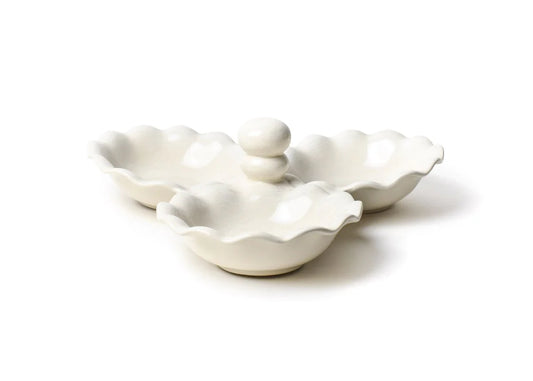 Coton Colors Signature White Ruffle Three Bowl Server