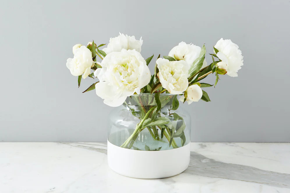 Etu Home White Colorblock Flower Vase