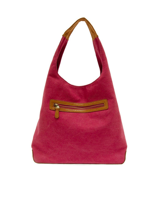 Joy Susan Magenta Canvas Hobo