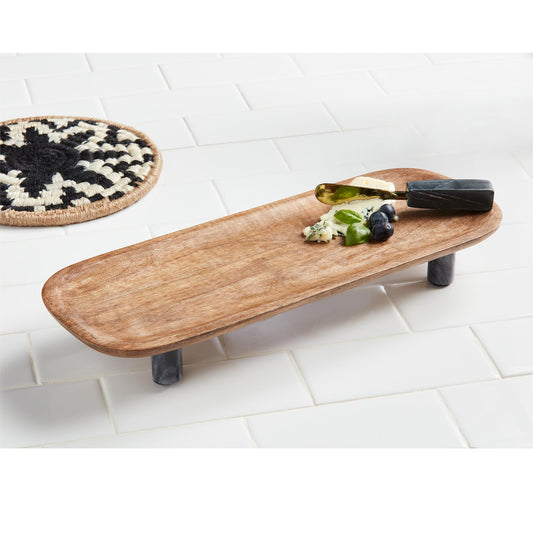 Footed Wood Marble Board Set