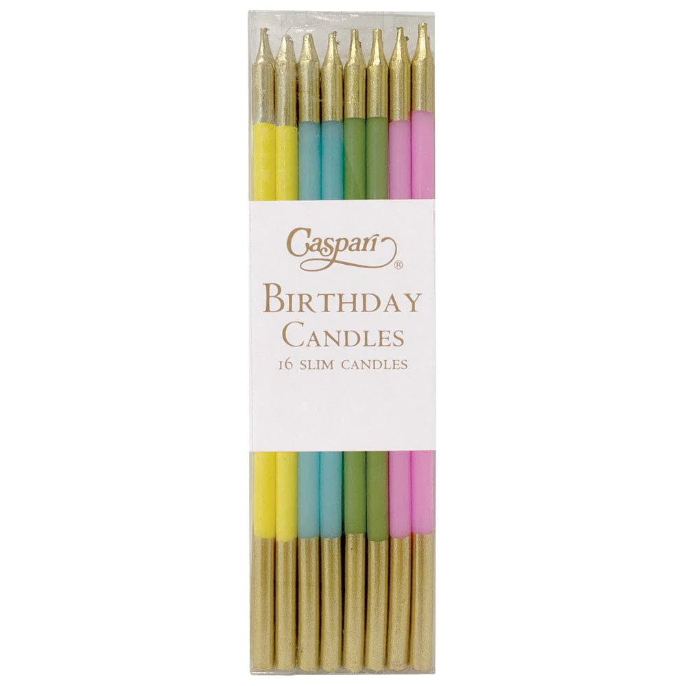 Caspari Slim Birthday Candles in Mixed Pastels