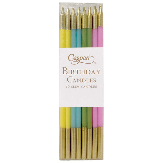 Caspari Slim Birthday Candles in Mixed Pastels