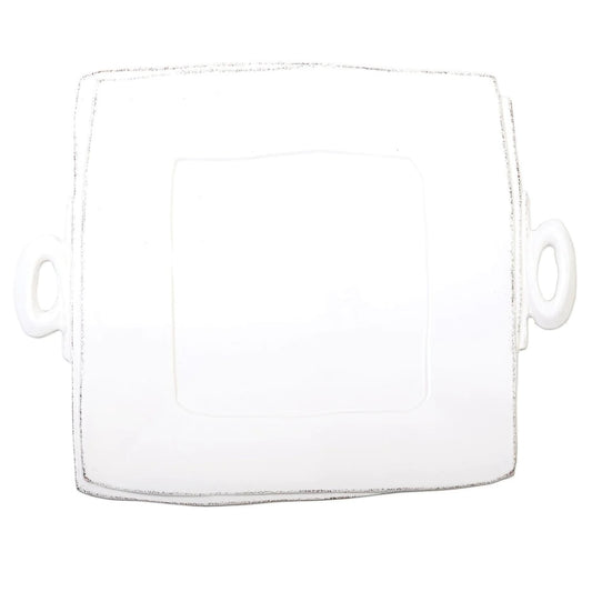 Vietri Lastra White Handled Square Platter