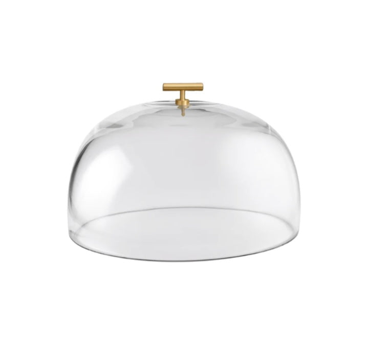 Glass Dome With Gold Handle 11”