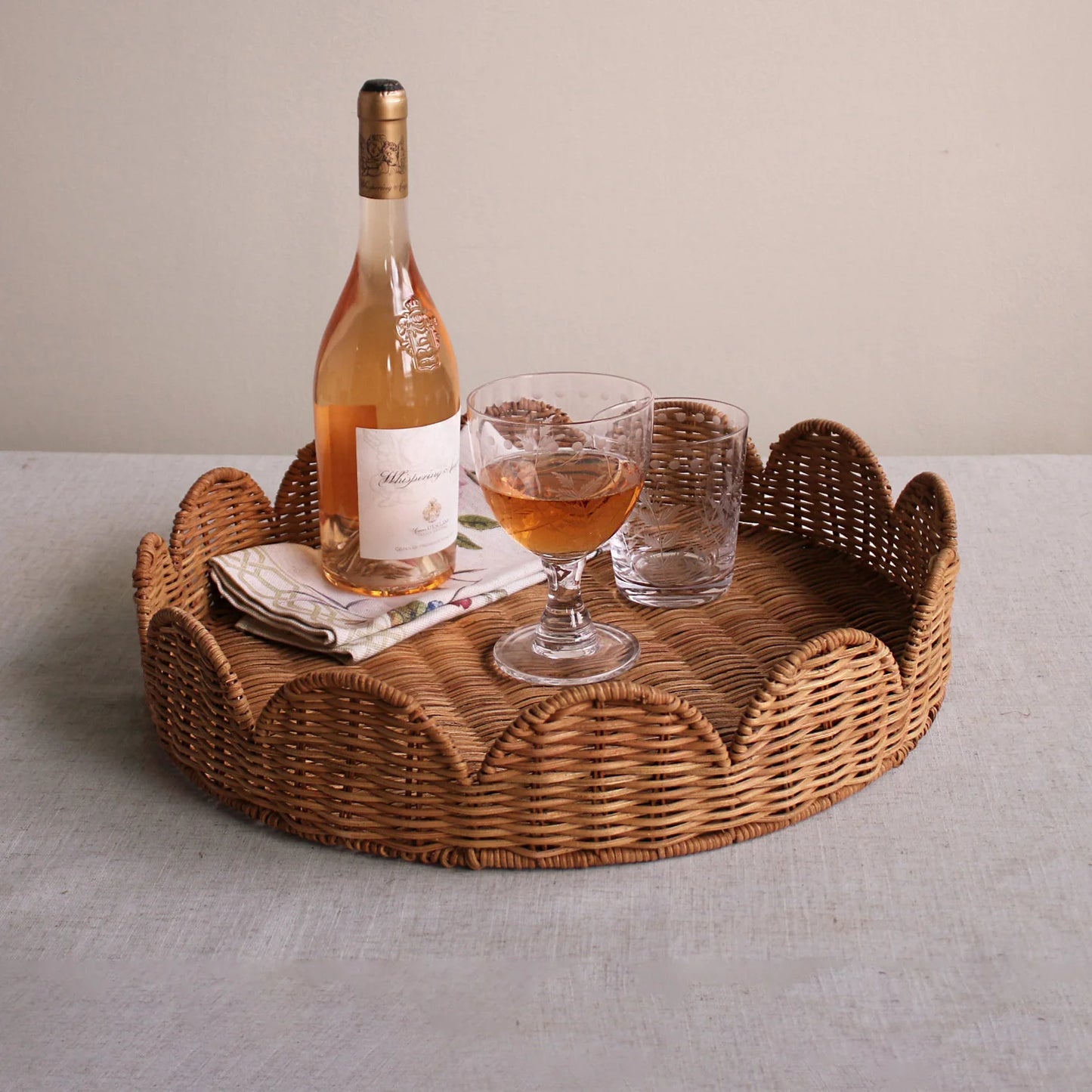 Beatriz Ball VIDA Rattan Scalloped Round Tray