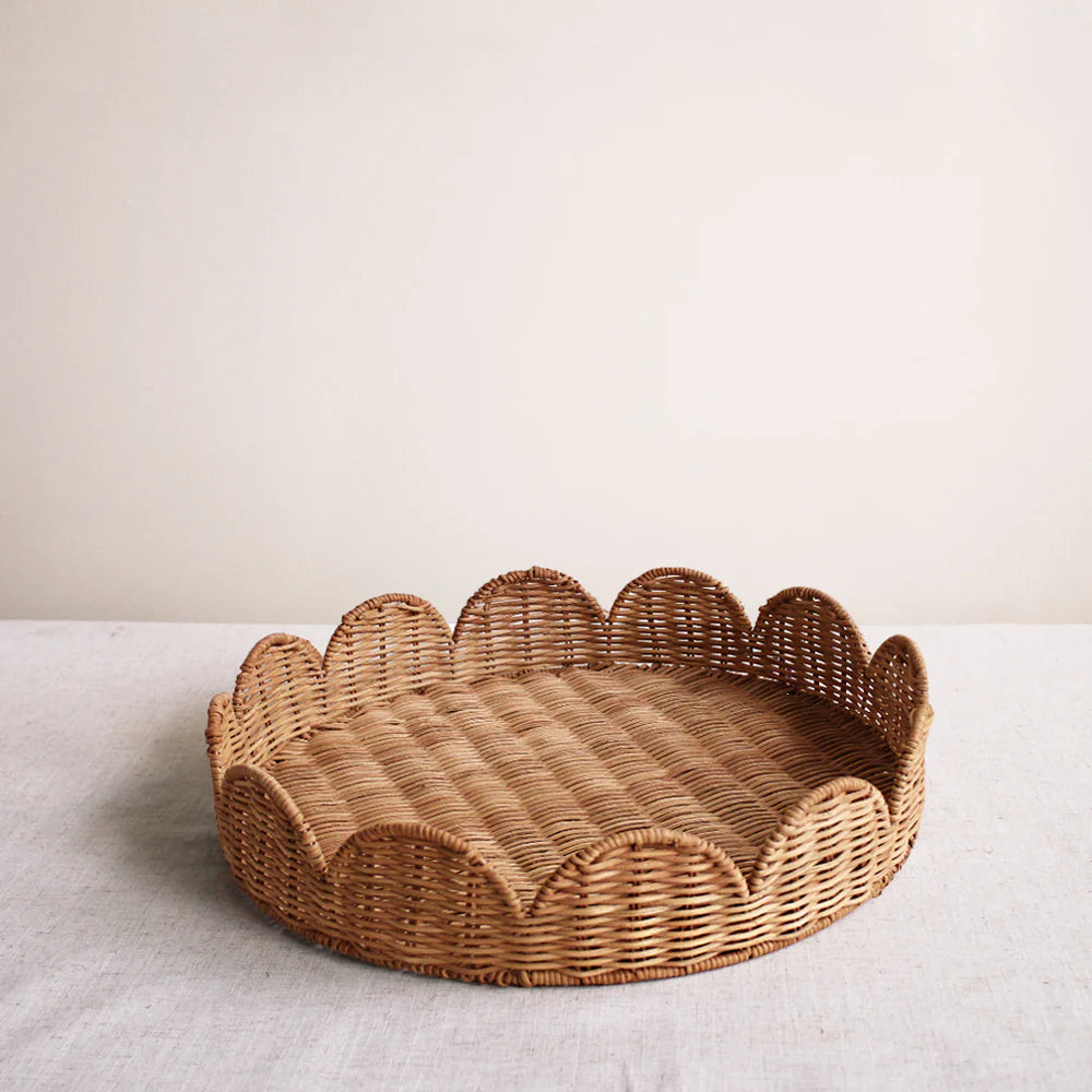 Beatriz Ball VIDA Rattan Scalloped Round Tray