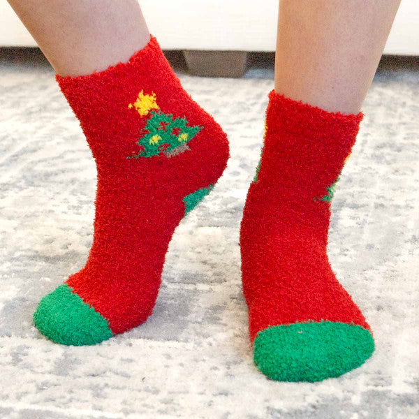 Royal Standard Women's Cozy Socks Christmas Tree Red/Green