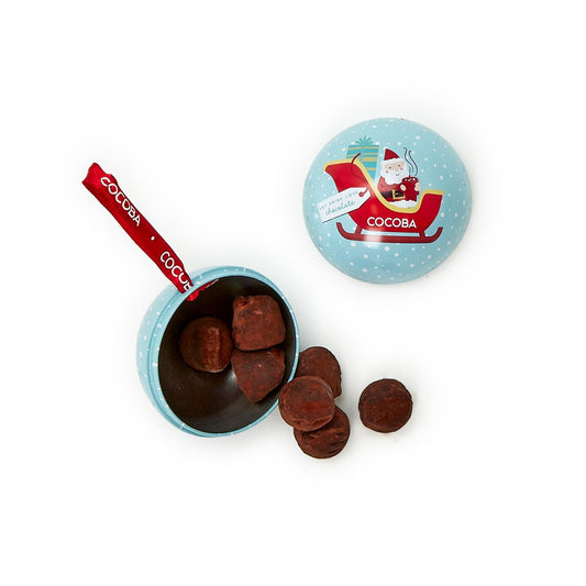 Cocoa Salted Toffee Truffles in Ornament Tin