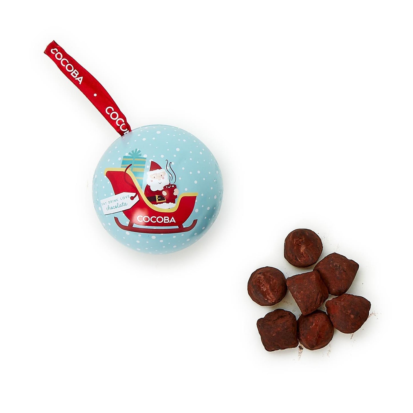 Cocoa Salted Toffee Truffles in Ornament Tin