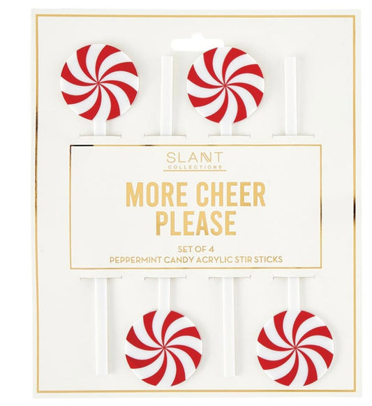 More Cheer Please Acrylic Cocktail Peppermint Sticks