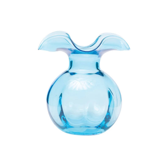 Vietri Hibiscus Aqua Fluted Bud Vase