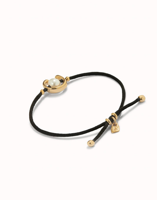 UNO de 50 Ser Diferente Black w/Gold Pearl Bracelet