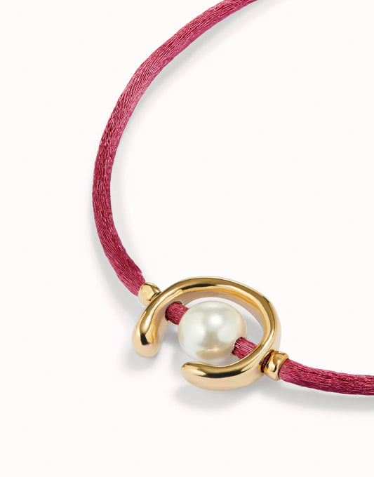 UNO de 50 Ser Diferente Magenta Gold pearl bracelet