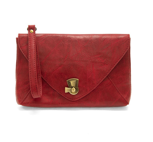 Joy Accessories Claudia Red Keyhole Turnlock Envelope Crossbody