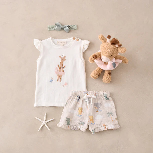 SALE Elegant Baby Giraffe Knit Top w/shorts 3-6m