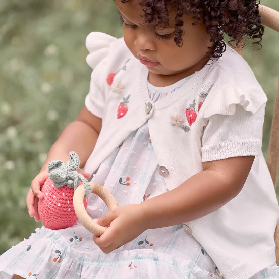 Elegant Baby Strawberry Ring Rattle