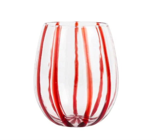 Vietri Nuovo Stripe Red Stemless Wine Glass