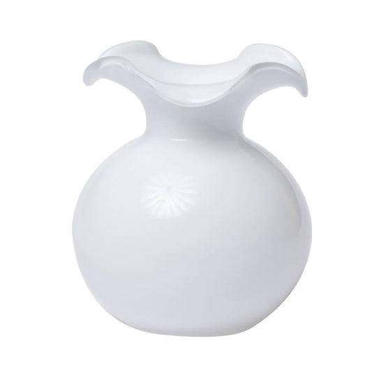 Vietri Hibiscus Glass White Small Fluted Vase