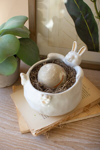 Ceramic Rabbit Vessel for Succulents