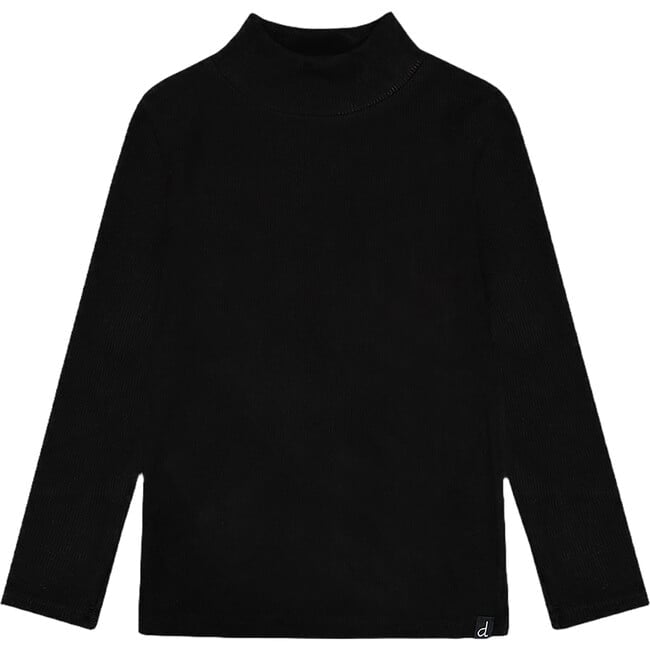 Deux Par Deux Anthracite 6 Brushed Rib Mock Neck Long Sleeve Top