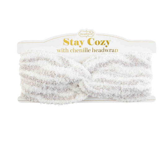 Luxurious Chenille Headwrap Zebra Gray