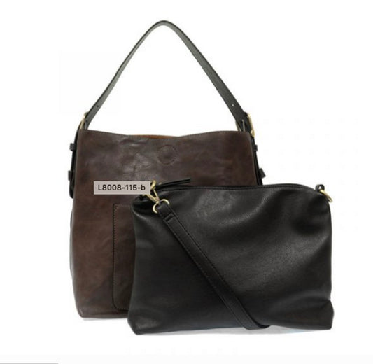 Joy Susan Classic Hobo Handbag Dark Oak