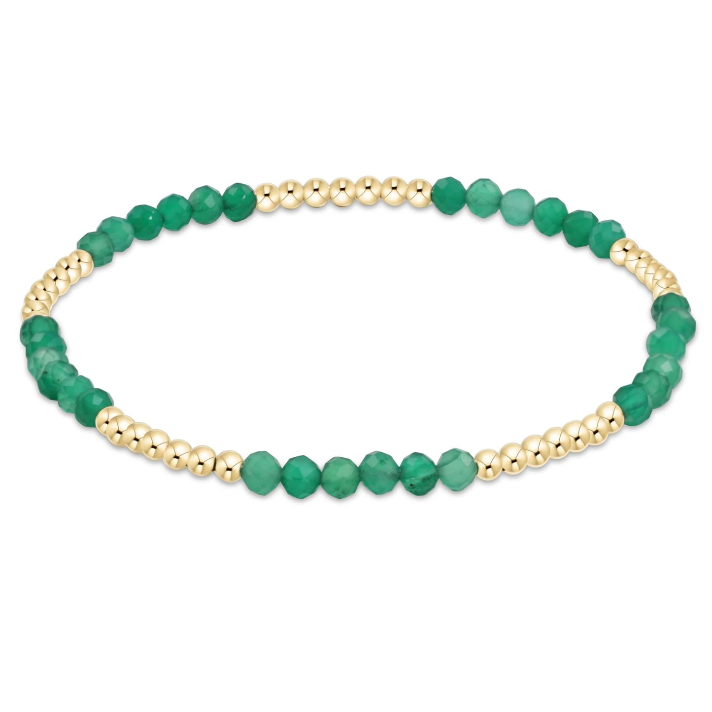 eNewton Blissful Pattern 2.5mm Bead Bracelet Green Onyx