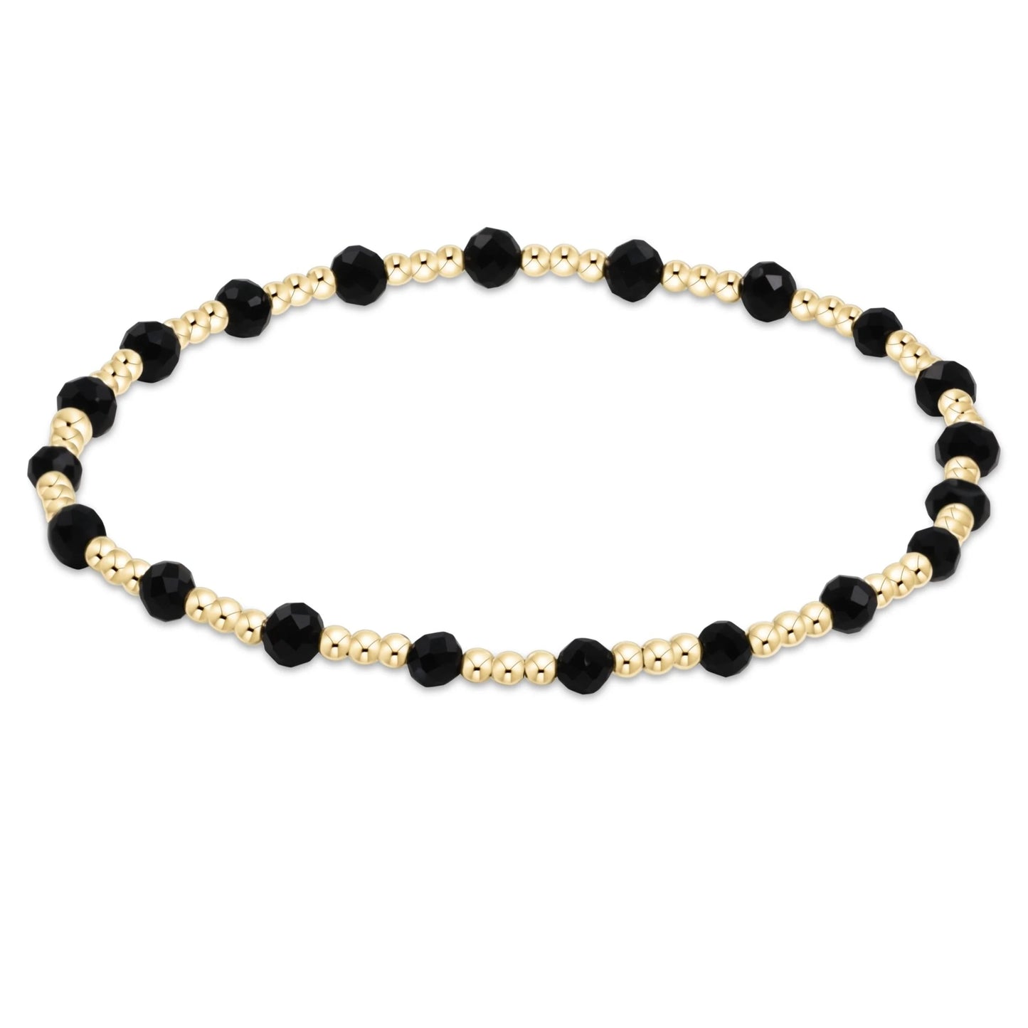 eNewton Extends Gold Sincerity 3mm Bead Bracelet Faceted Onyx