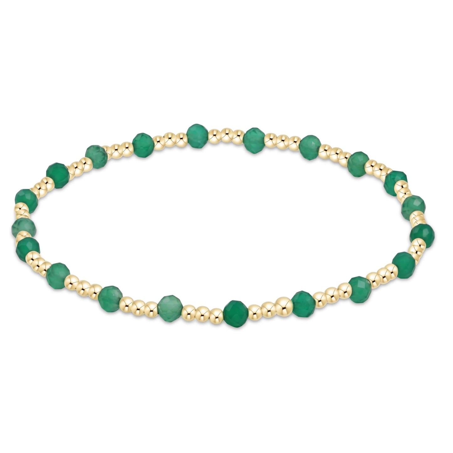 eNewton Extends Gold Sincerity 3mm Bead Bracelet Green Onyx