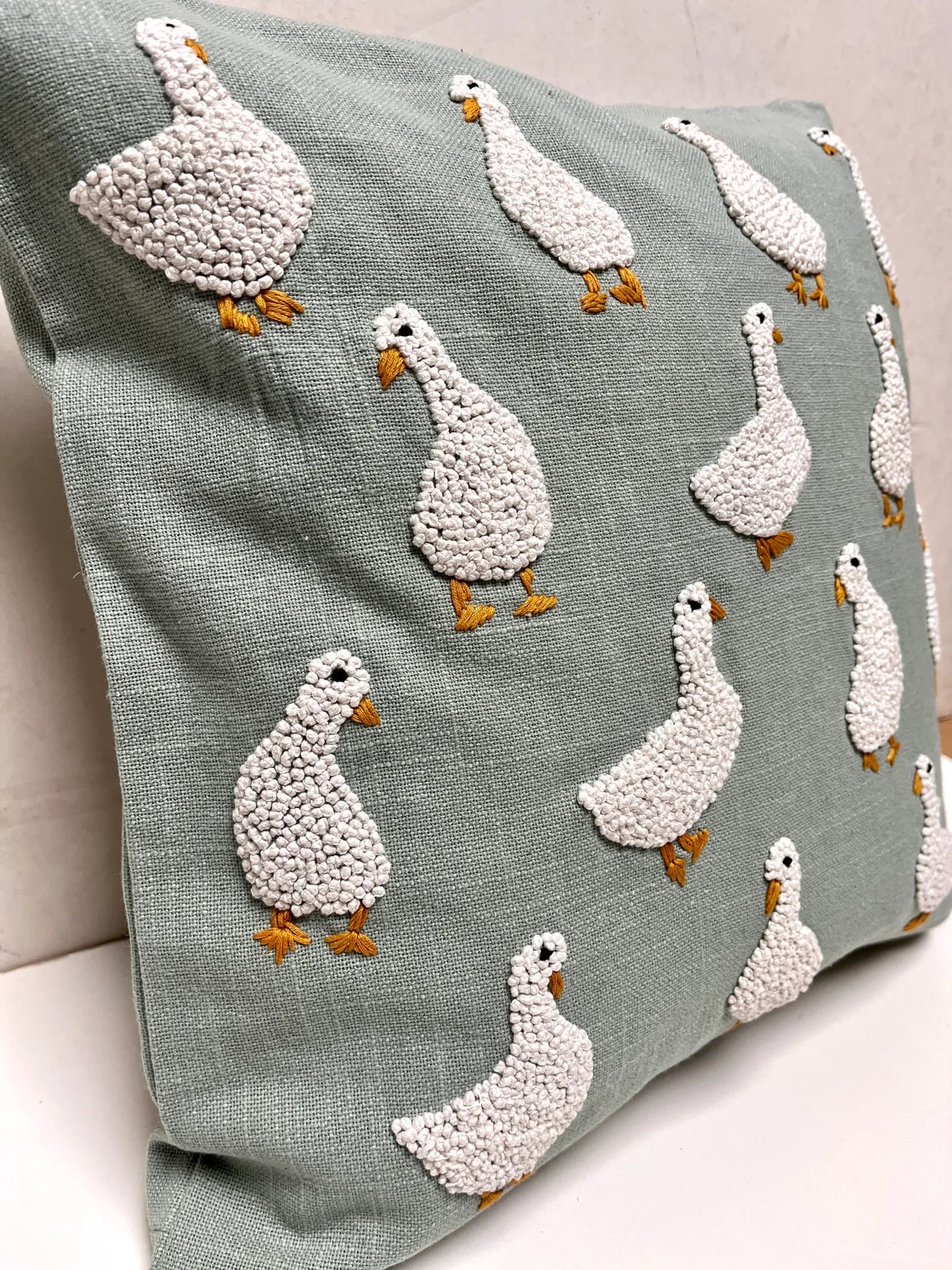 Embroidery French Knot Geese Pillow