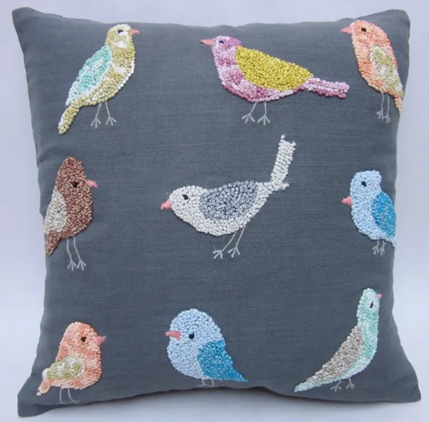 Embroidery French Knot Birds Pillow