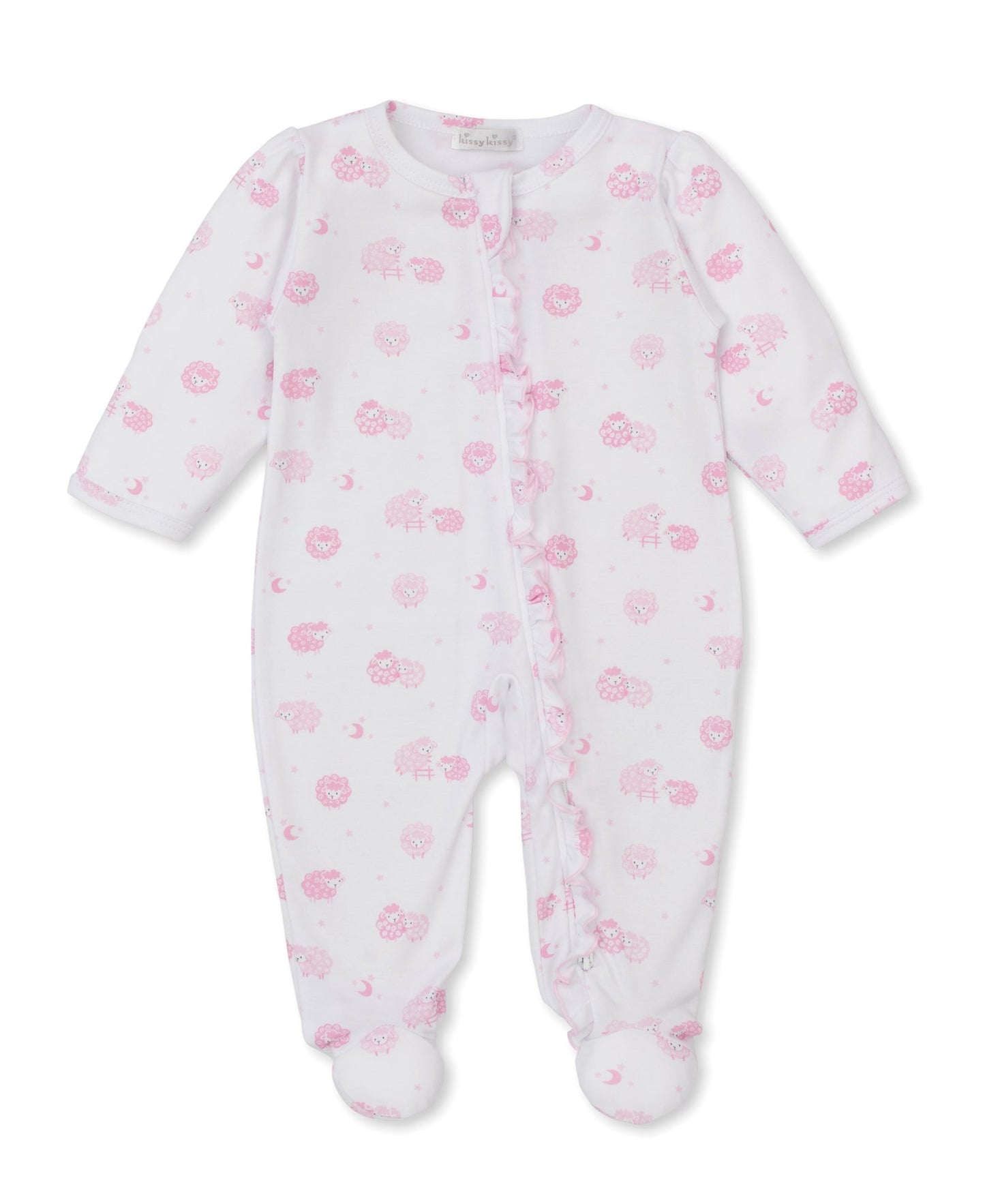 Kissy Kissy Baa Baa Baby Sheep Pink Zip Footie 0-3m