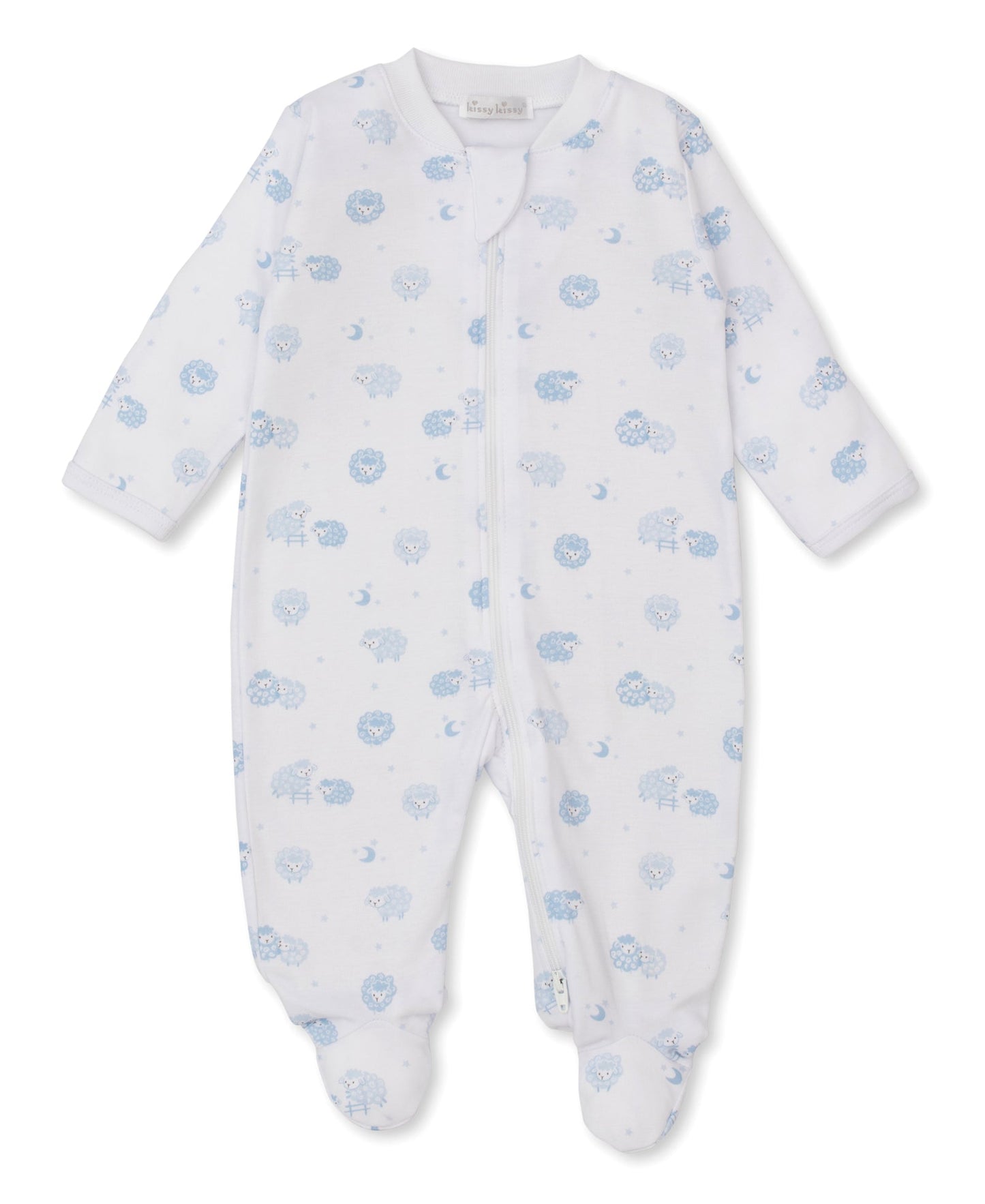 Kissy Kissy Baa Baa Baby Sheep Lt Blue Zip Footie 0-3m