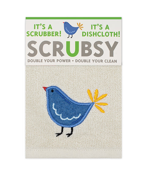 SCRUBSY  Dishcloth and Scrubber Blue Bird