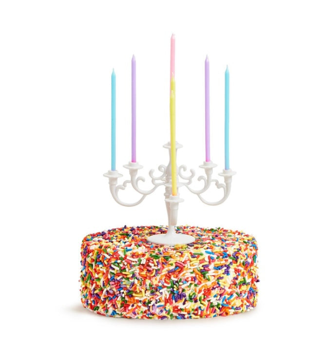 Birthday Candlelabra Cake Topper with Multi-colored Candles