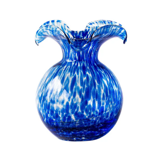 Vietri Hibiscus Glass Cobalt Tortoiseshell Small Fluted Vase