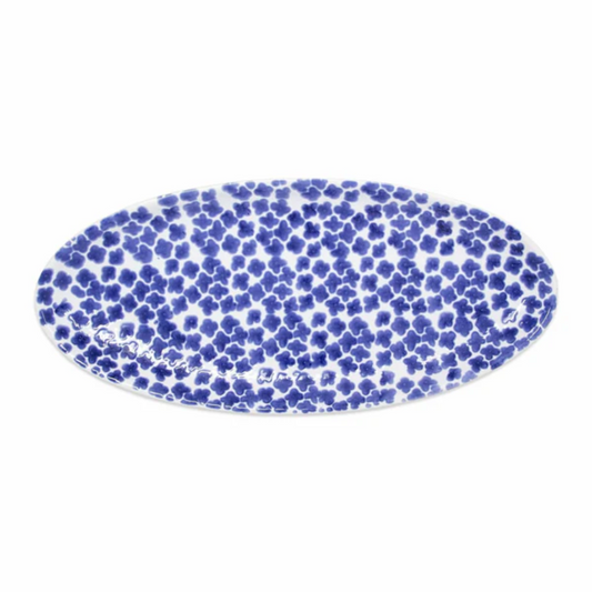 Vietri Santorini Flower Narrow Oval Platter