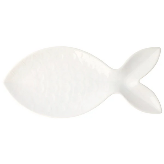 Vietri Santorini Large White Figural Fish Platter