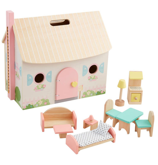 Wooden Doll House Set