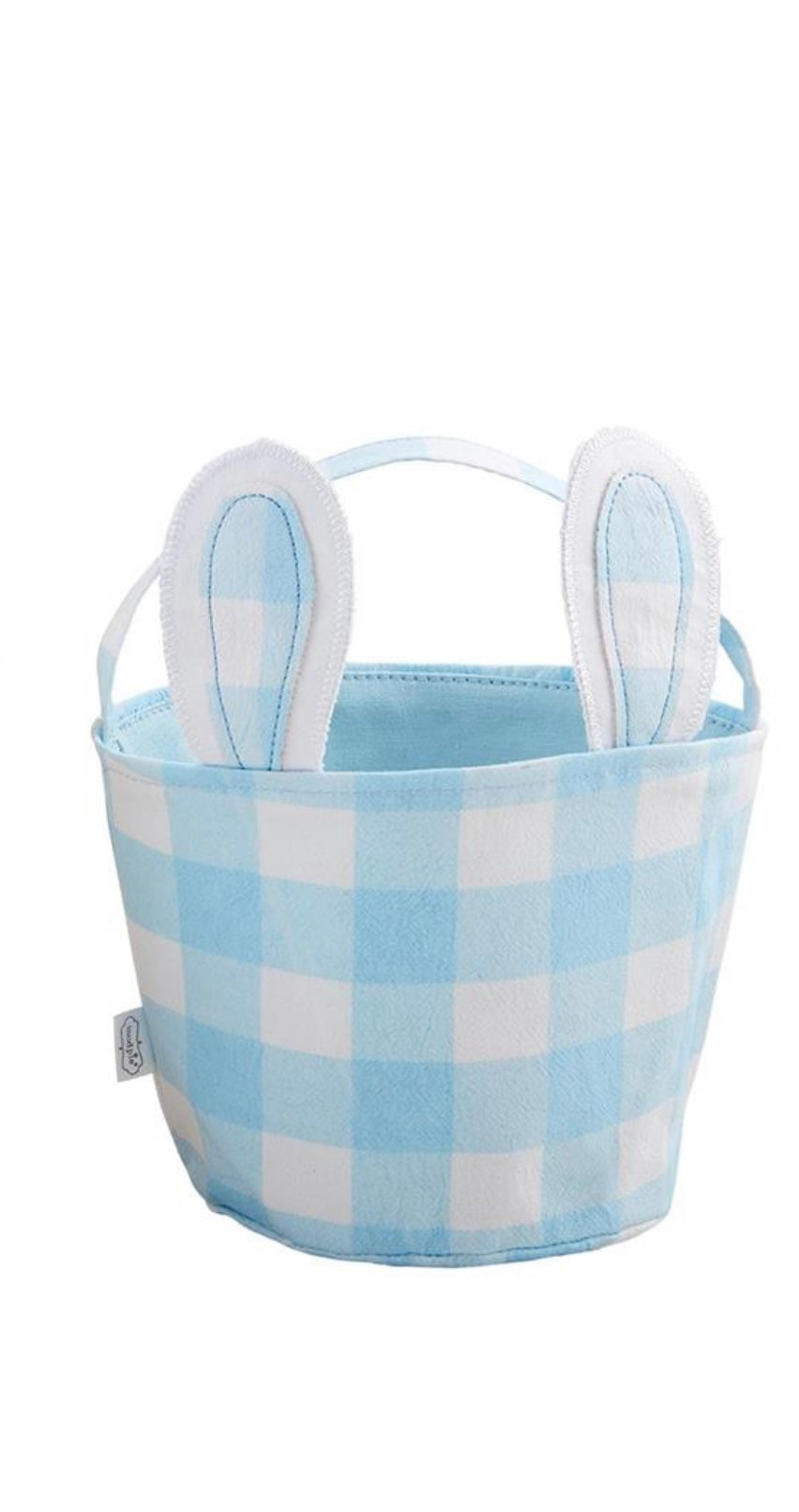 SALE Easter Bunny Checked Canvas Basket Blue Small