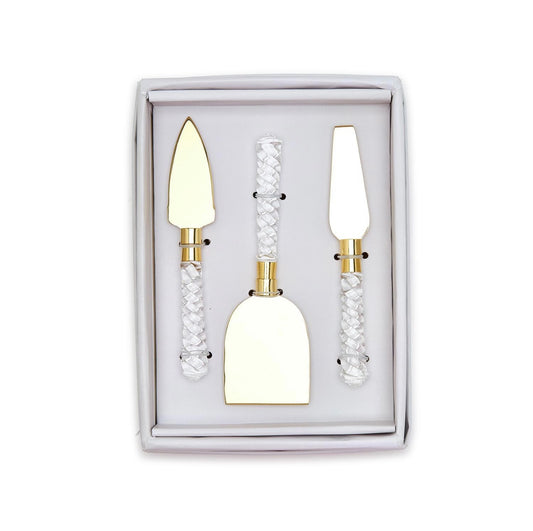 Crystal Handle Set of 3 Cheese Knives