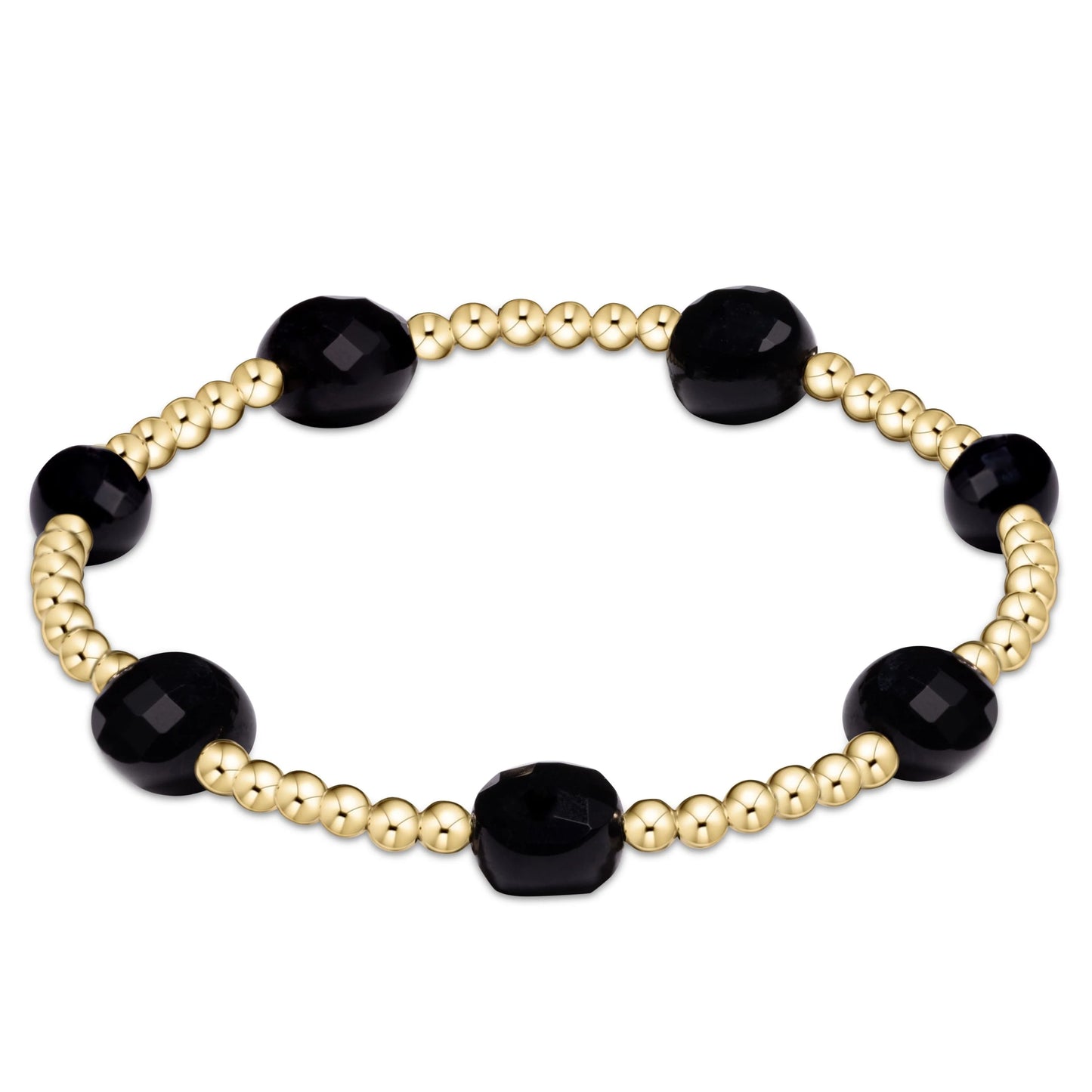 eNewton Admire Gold 3mm Bead Bracelet Faceted Onyx