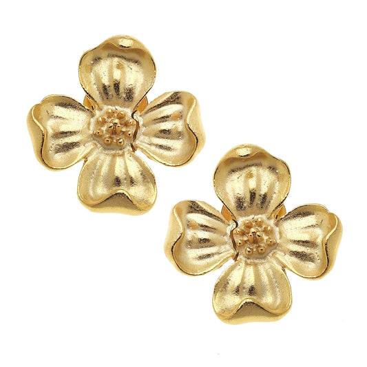 Susan Shaw Dogwood Flower Stud Earrings