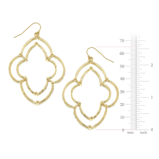 Susan Shaw Gold Dotted Scallop Earrings