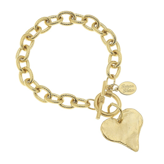 Susan Shaw Gold Heart Toggle Bracelet