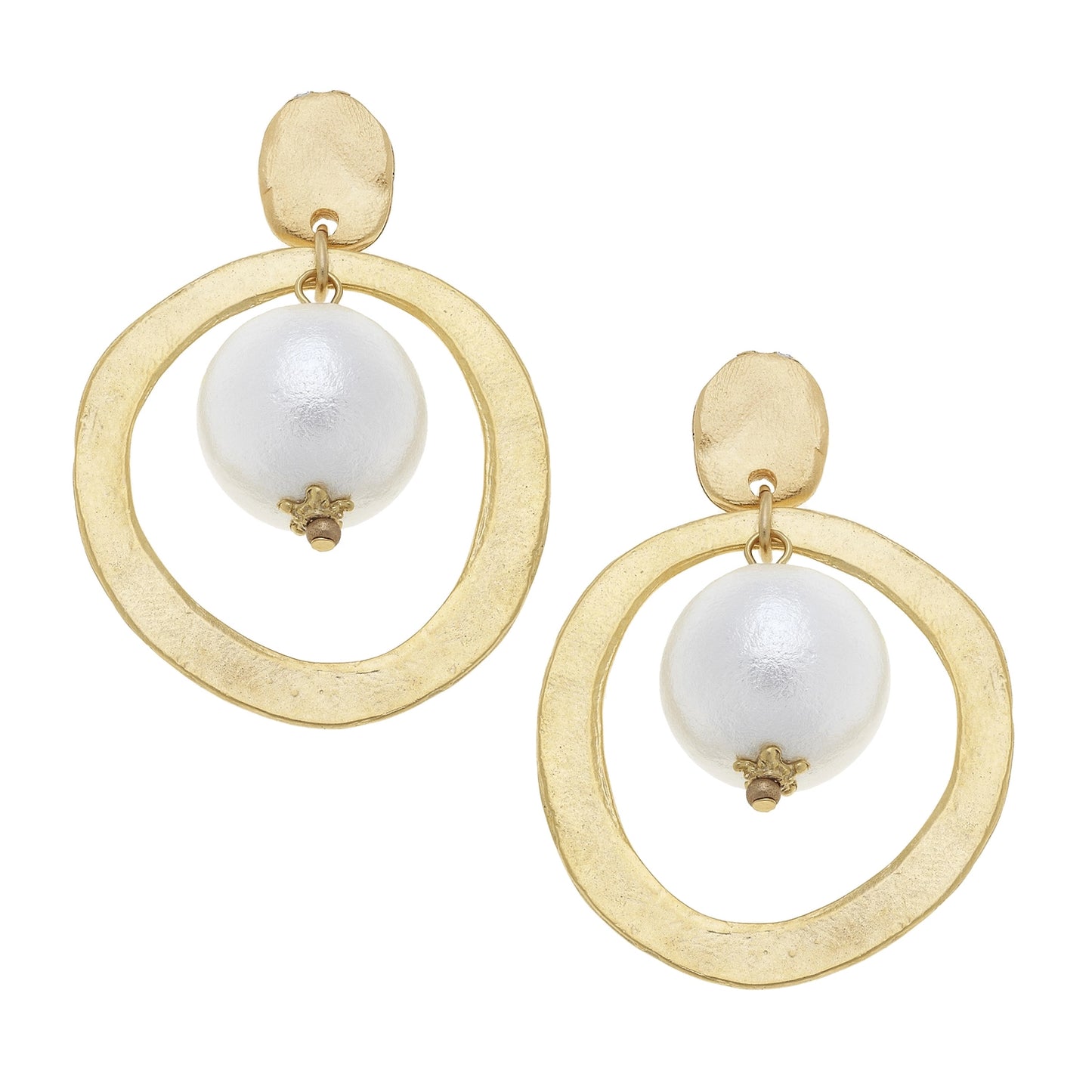 Susan Shaw Gold Hoop with Cotton Pearl Earrings