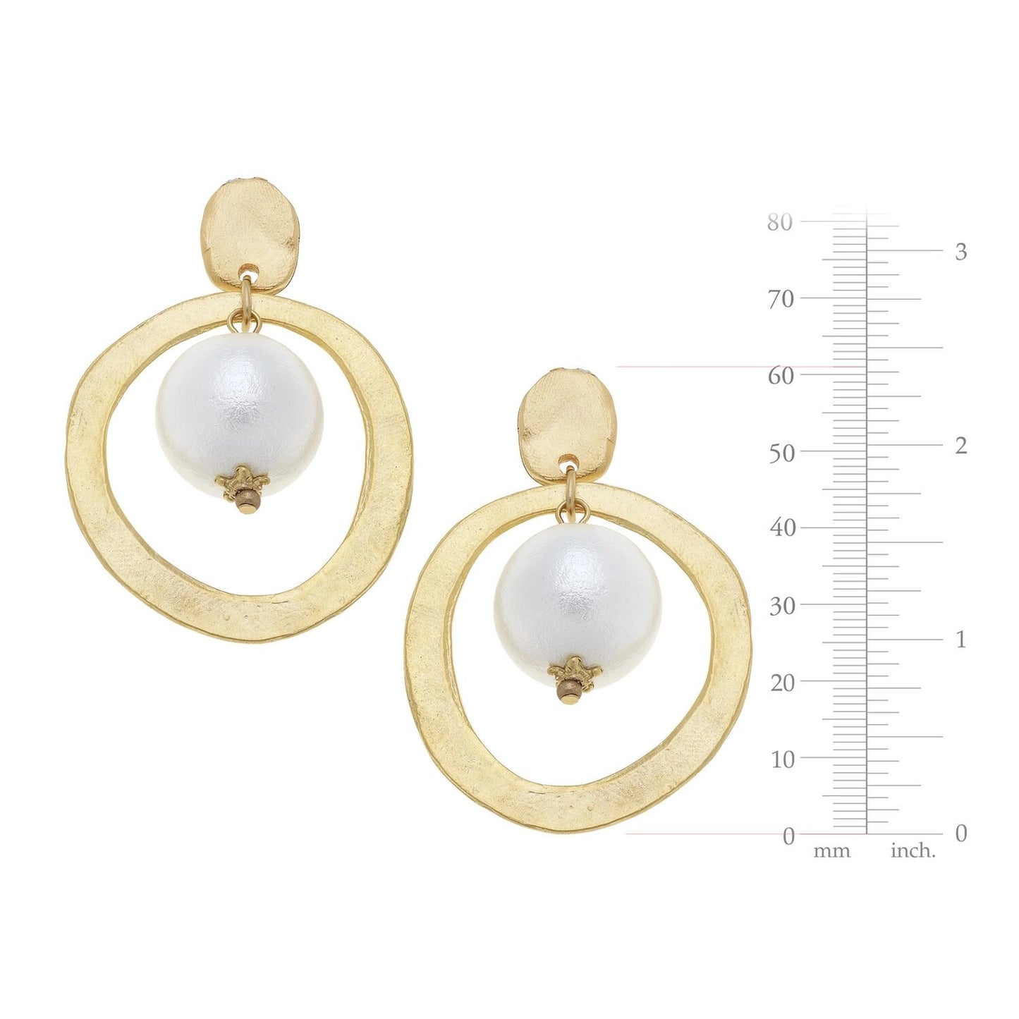 Susan Shaw Gold Hoop with Cotton Pearl Earrings